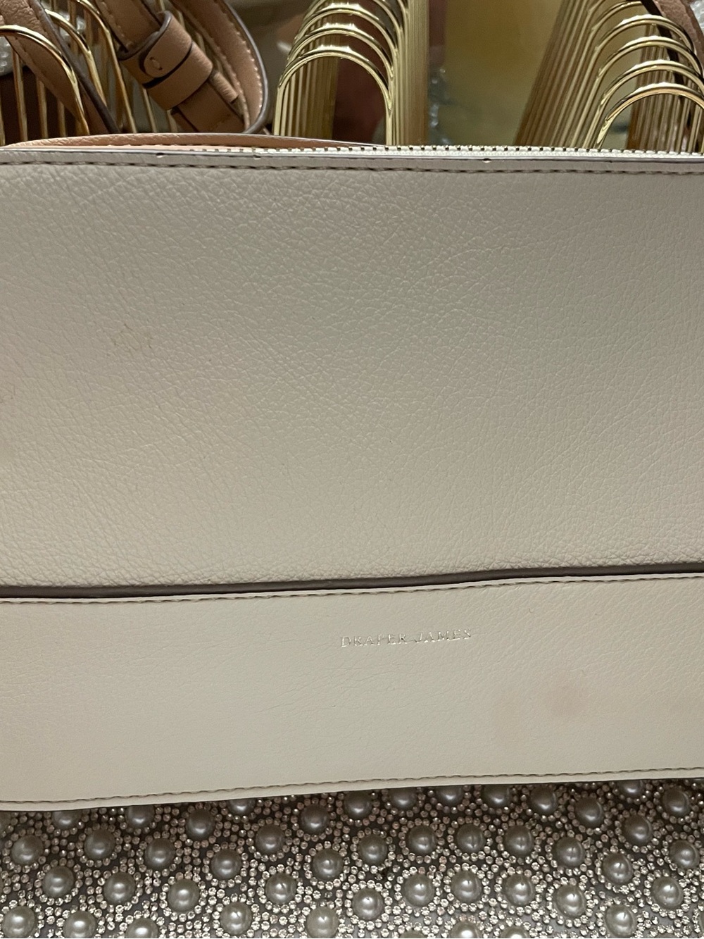 Draper James Cream Leather Tote